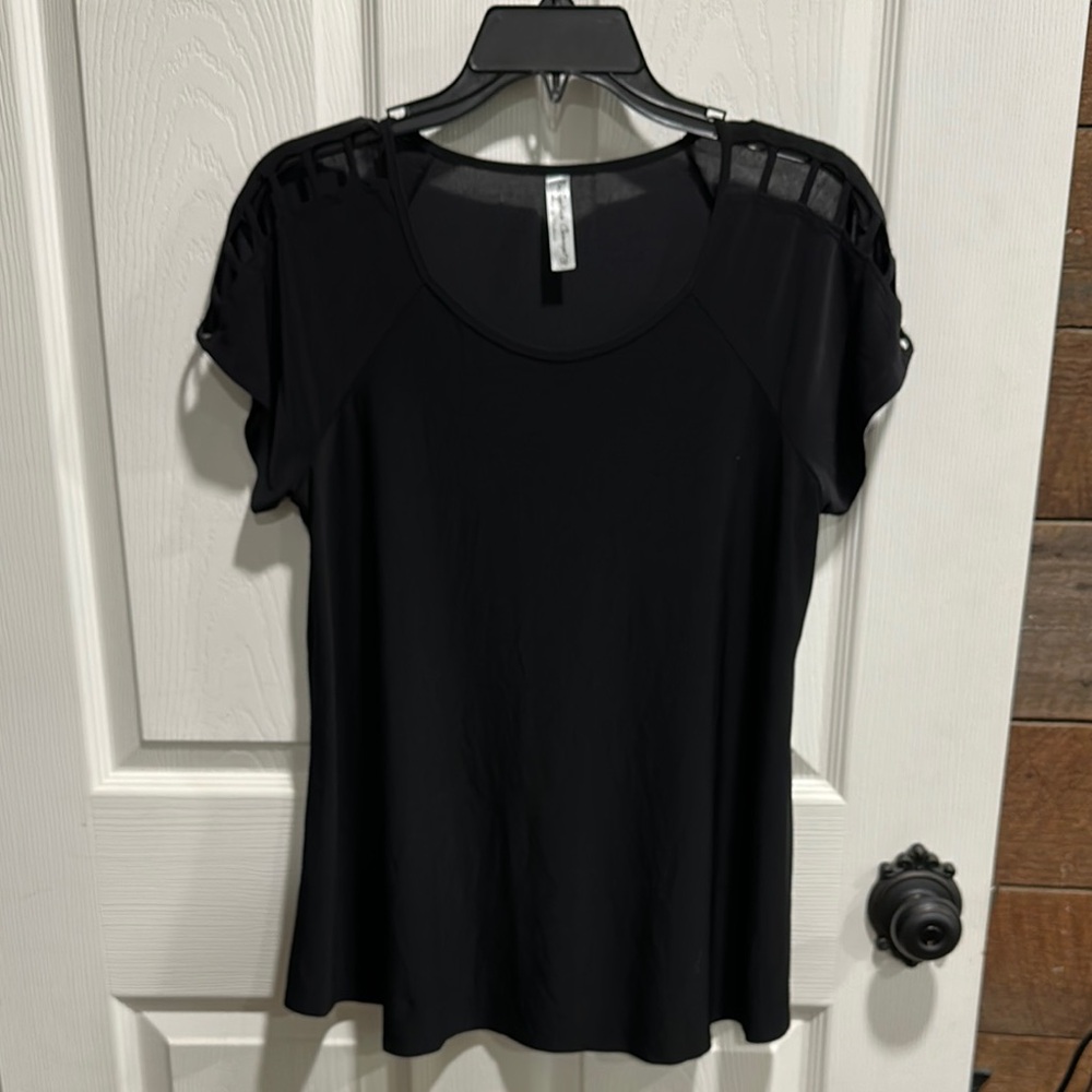 PerSeption Concept Black Cut Out Short Sleeve Tee (G125)